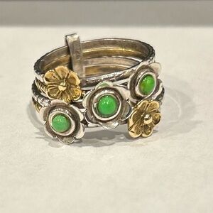 Two-Tone Mohave Green Turquoise Stacking Rings